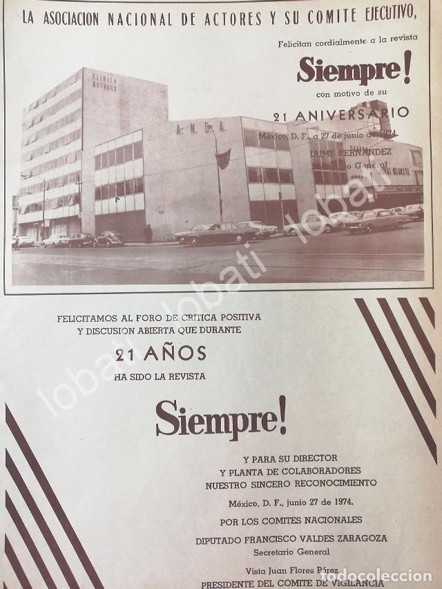 Sammeln von Plakaten: CARTEL ANTIGUO ORIGINAL DE LA ANDA FELICITA A REVISTA SIEMPRE 1974 /489