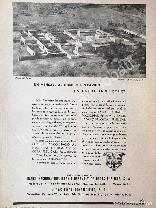 Sammeln von Plakaten: CARTEL ANTIGUO ORIGINAL DE BANCO NACIONAL HIPOTECARIO Y EL NUEVO RASTRO DE CHIHUAHUA 1946 /172