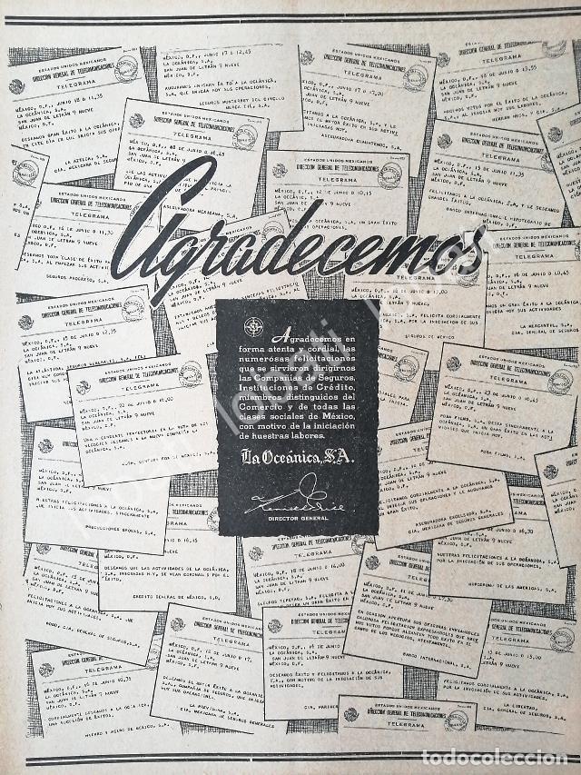 Sammeln von Plakaten: CARTEL ANTIGUO ORIGINAL DE ASEGURADORAS. INICIA OPERACIONES SEGUROS LA OCEANICA S.A 1945 /183