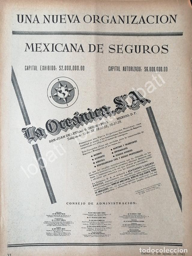 Sammeln von Plakaten: CARTEL ANTIGUO ORIGINAL DE INICIA OPERACIONES SEGUROS LA OCEANICA S.A 1945 /184