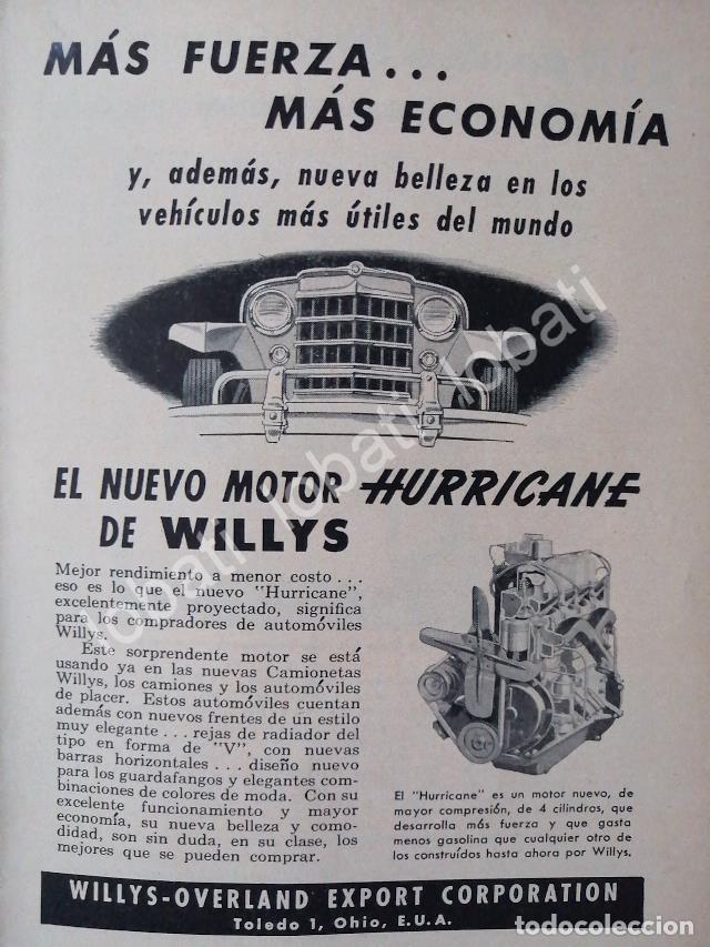 Sammeln von Plakaten: CARTEL ANTIGUO ORIGINAL DE MINI CARTEL AUTOS WILLYS MOTOR HURRICANE 1950s /256