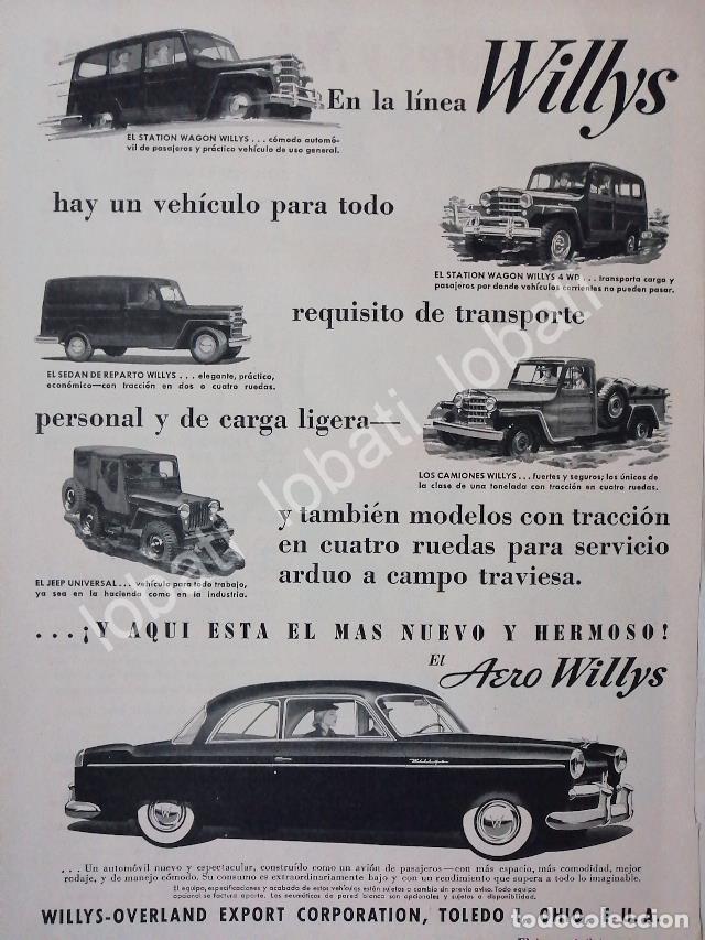 Sammeln von Plakaten: CARTEL ANTIGUO ORIGINAL DE AUTOS WILLYS VARIOS MODELOS 1952 /261