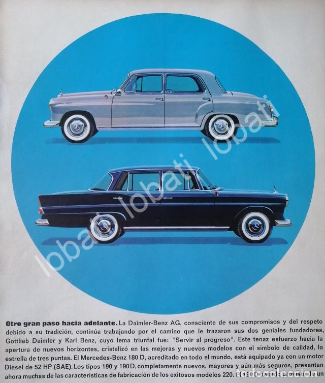 Sammeln von Plakaten: CARTEL ANTIGUO ORIGINAL DE AUTOS MERCEDES BENZ 180D 1961 /290