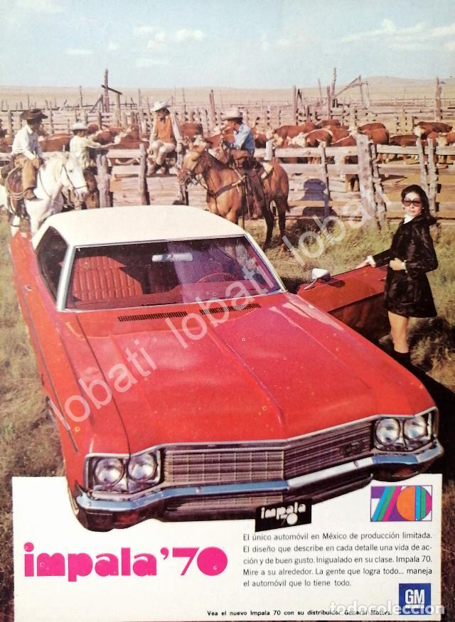 Sammeln von Plakaten: CARTEL ANTIGUO ORIGINAL DE MINI CARTEL AUTOS CHEVROLET IMPALA 1970 /574