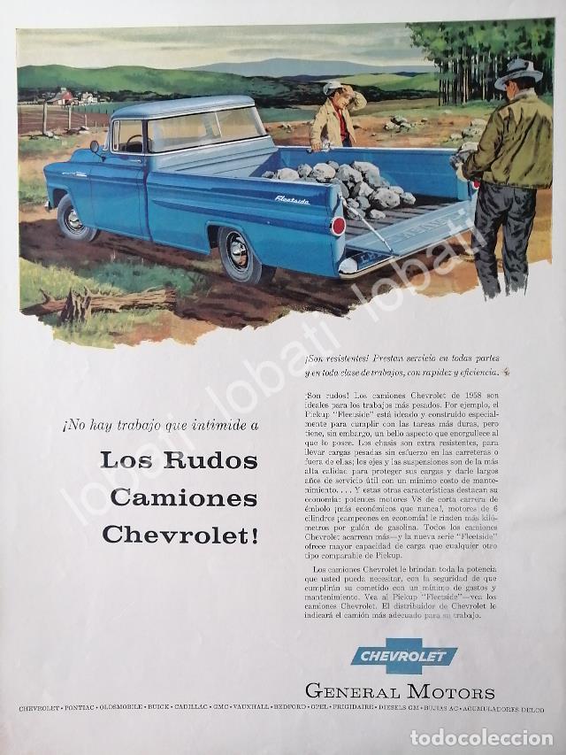 Sammeln von Plakaten: CARTEL ANTIGUO ORIGINAL DE AUTOS. CAMIONETA CHEVROLET FLEETSIDE 1958 /585 RARO
