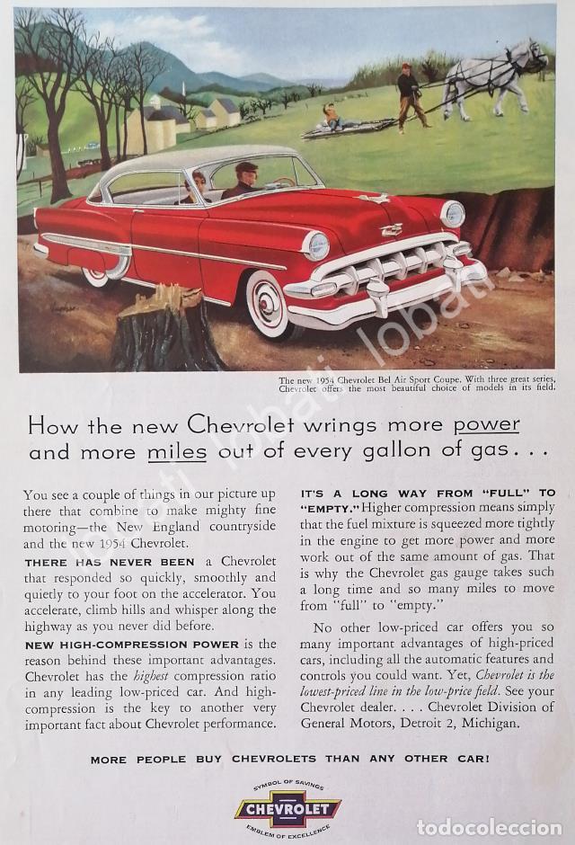 Sammeln von Plakaten: CARTEL ANTIGUO ORIGINAL DE AUTOS CHEVROLET BEL AIR 1954 /600