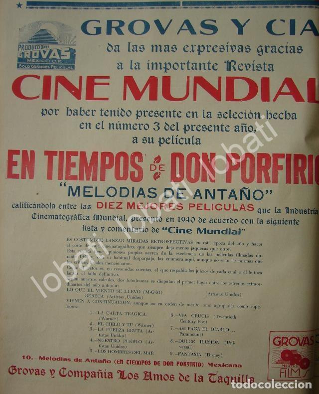 Collezionismo di affissi: CARTEL ANTIGUO ORIGINAL DE EXITO DE LA PELICULA EN TIEMPOS DE DON PORFIRIO 1941 GROVAS Y CIA.
