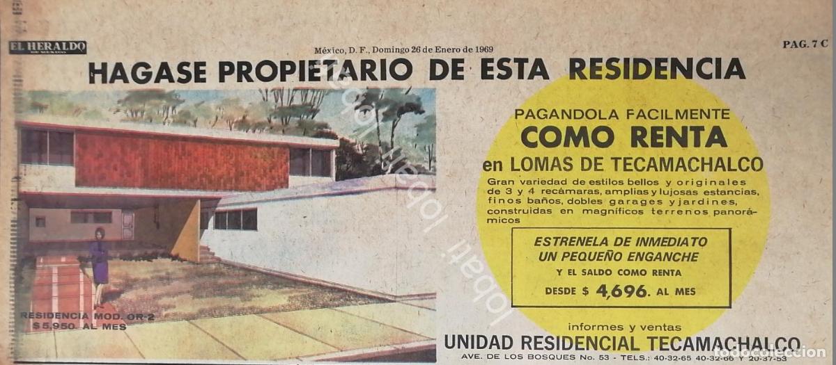Collezionismo di affissi: CARTEL ANTIGUO ORIGINAL DE INICIOS DE LA COLONIA LOMAS DE TECAMACHALCO 1969 /503
