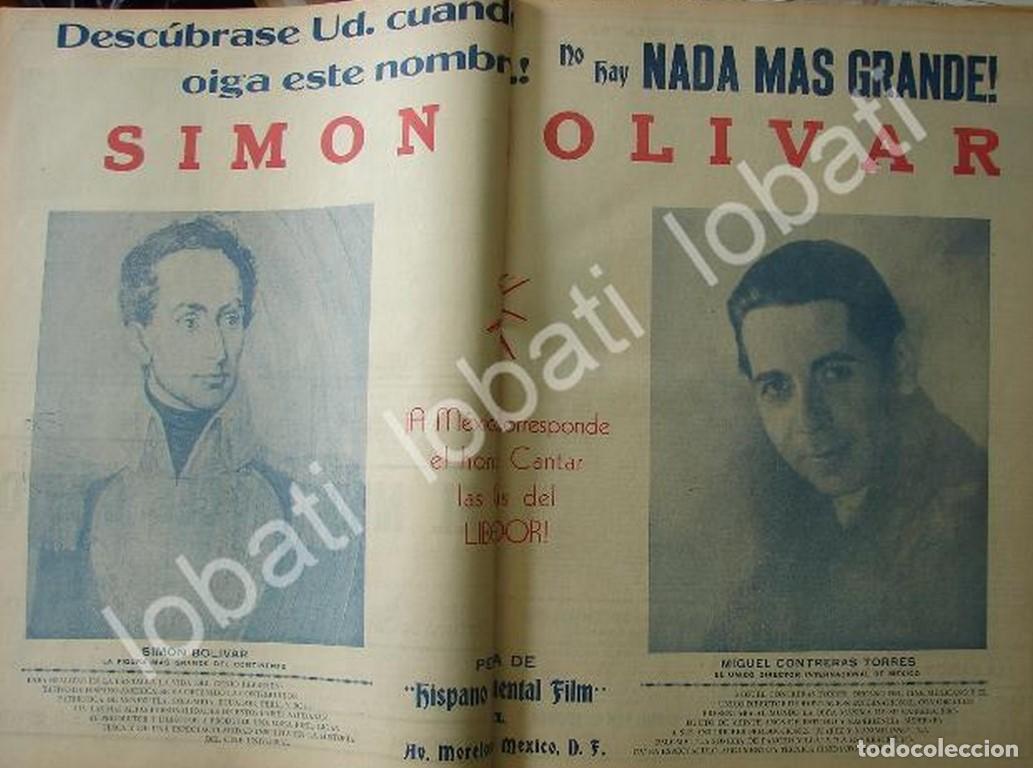 Collezionismo di affissi: CARTEL ANTIGUO ORIGINAL DE AFICHE DE PRE ESTRENO PELICULA SIMON BOLIVAR 1941