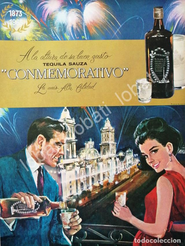 Sammeln von Plakaten: CARTEL ANTIGUO ORIGINAL DE TEQUILA SAUZA CONMEMORATIVO 1965 /V344