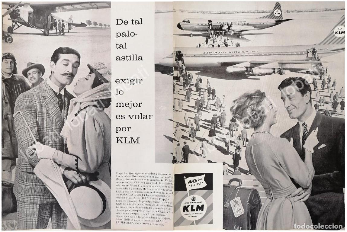 Sammeln von Plakaten: CARTEL ANTIGUO ORIGINAL DE CLAUDIO BROOK Y AEROLINEAS KLM 1959 /560 /FEP