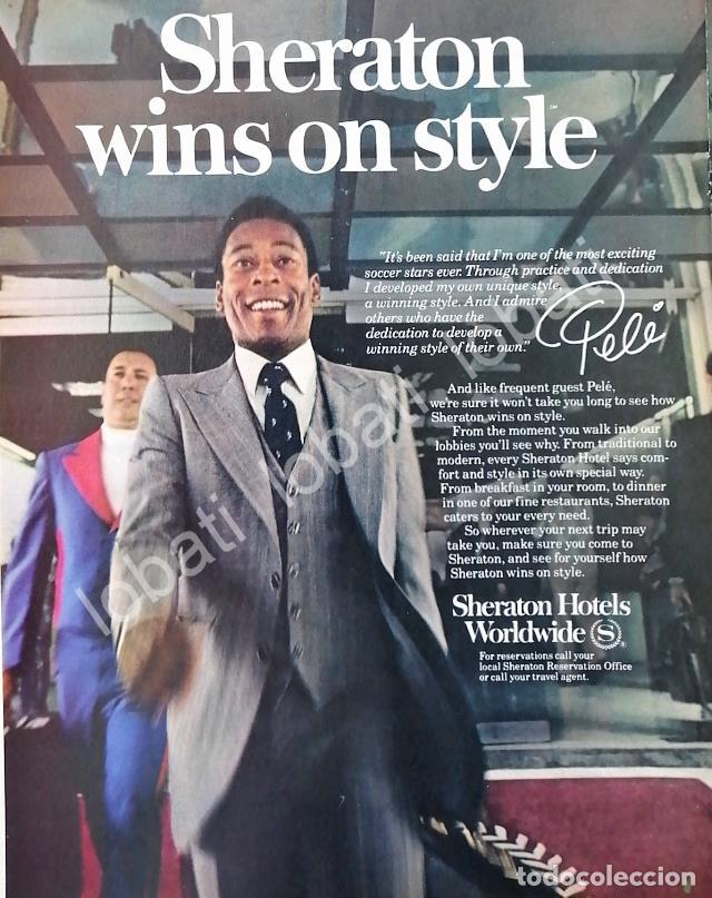Sammeln von Plakaten: CARTEL ANTIGUO ORIGINAL DE EL FUTBOLISTA PELE Y HOTEL SHERATON 1980s /581 /FEP