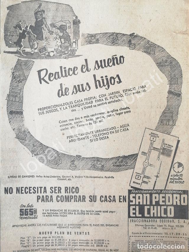 Sammeln von Plakaten: CARTEL ANTIGUO ORIGINAL DE INICIOS DE LA COLONIA SAN PEDRO EL CHICO D.F 1956 /590 MUY RARO