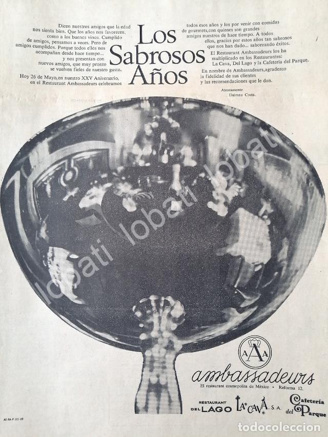 Sammeln von Plakaten: CARTEL ANTIGUO ORIGINAL DE RASTAURANT AMABASSASEURS 1969 25 ANIVERSARIO /598