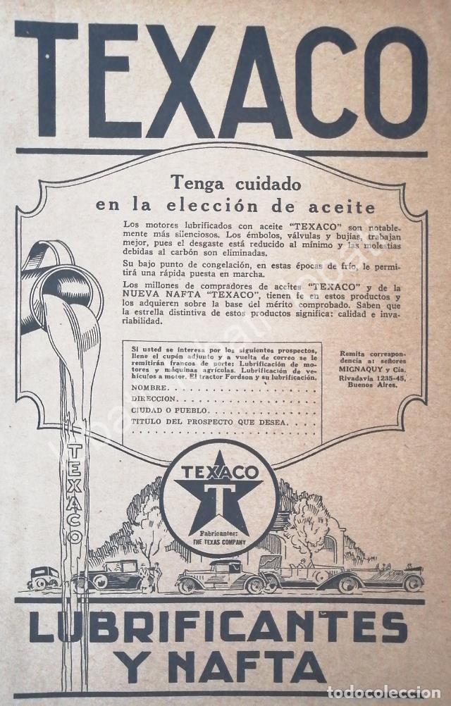 Sammeln von Plakaten: CARTEL ANTIGUO ORIGINAL DE ACEITES LUBRICANTES Y NAFTA TEXACO 1926 /16