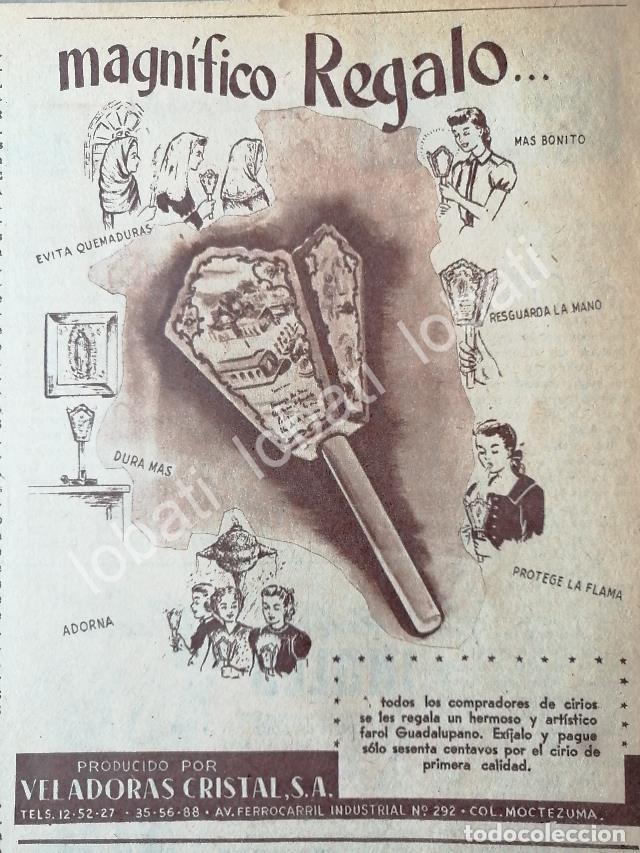 Sammeln von Plakaten: CARTEL ANTIGUO ORIGINAL DE VELADORAS CRISTAL S.A Y EL FAROL GUADALUPANO 1953 /589