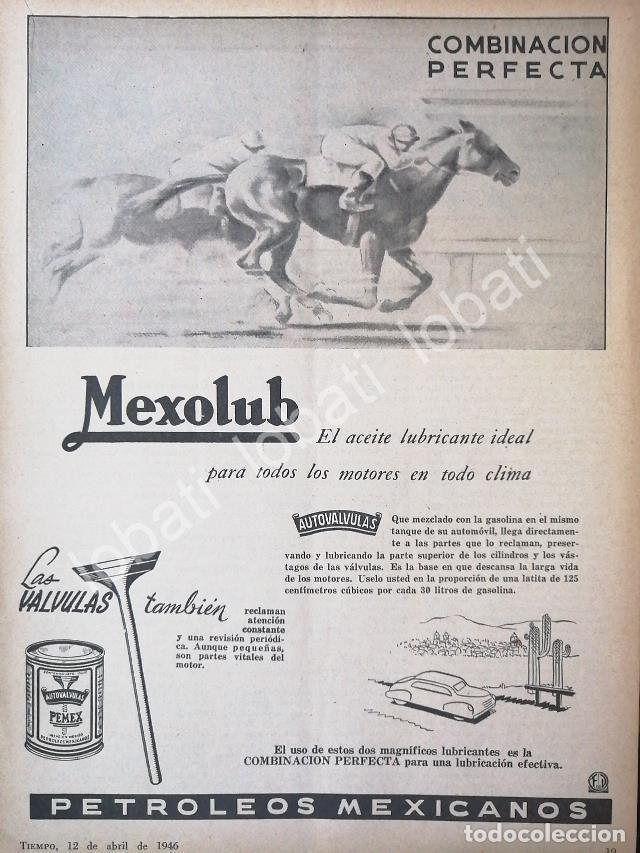 Sammeln von Plakaten: CARTEL ANTIGUO ORIGINAL DE LUBRICANTES PEMEX MEXOLUB 1946 /33