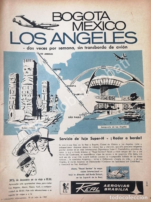 Sammeln von Plakaten: CARTEL ANTIGUO ORIGINAL DE AEROLINEAS REAL BRASILIA 1961, BRASIL /579