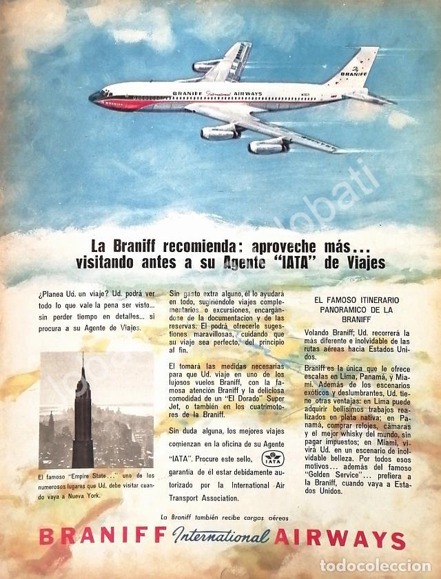 Sammeln von Plakaten: CARTEL ANTIGUO ORIGINAL DE AEROLINEAS BRANIFF 1962 /578 RARO
