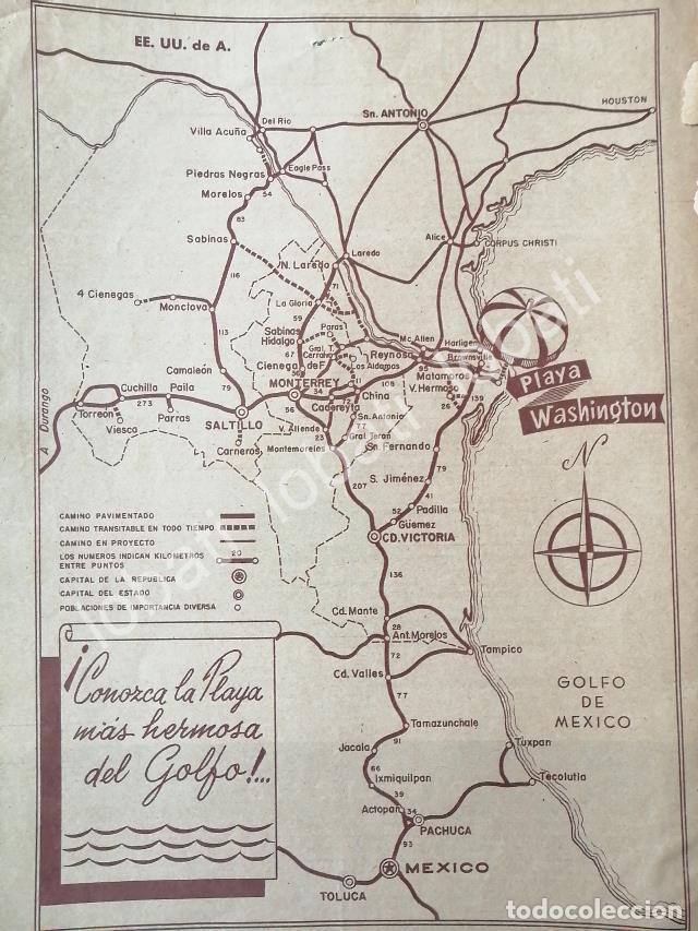 Sammeln von Plakaten: CARTEL ANTIGUO ORIGINAL DE INICIOS DE PLAYA WASHINGTON, MATAMOROS 1953 /576 SUPER RARO 10+++