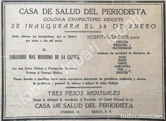 Sammeln von Plakaten: CARTEL ANTIGUO ORIGINAL DE INAUGURAN LA CLINICA DEL PERIODISTA 1922, /581 SUPER RARO 10+