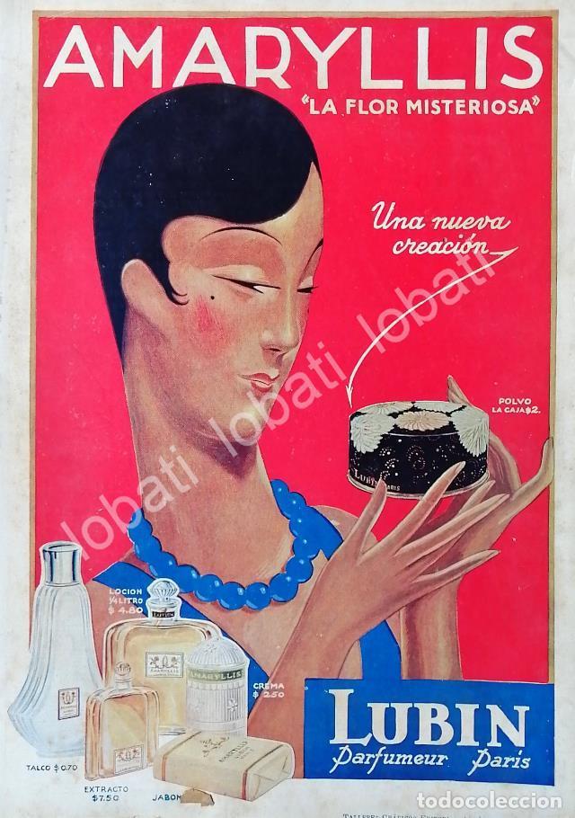Poster collecting: CARTEL ANTIGUO ORIGINAL DE CARTEL ART NOUVEAU PERFUME LUBIN AMARILLIS 1929 /No42