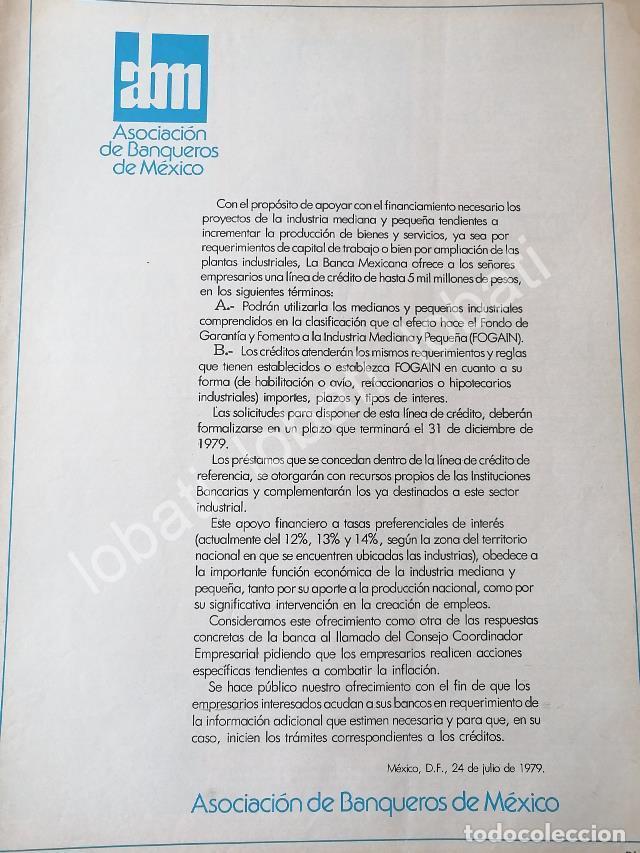 Sammeln von Plakaten: CARTEL ANTIGUO ORIGINAL DE BANCO. ASOCIACION DE BANQUEROS DE MEXICO ANUNCIAN CREDITOS 1979