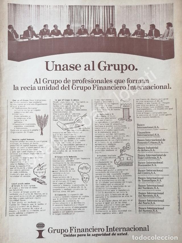 Sammeln von Plakaten: CARTEL ANTIGUO ORIGINAL DE INICIOS DEL BANCO INTERNACIONAL S.A 1973 /206 MUY RARO