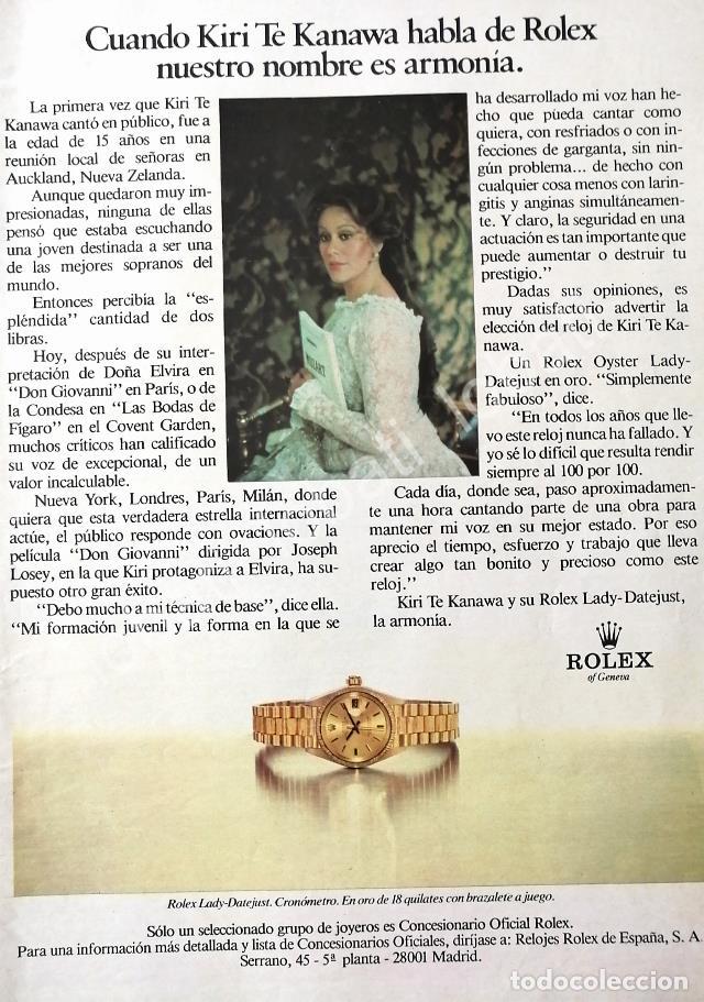 Collectionnisme d'affiches: CARTEL ANTIGUO ORIGINAL DE KIRI TE KANAWA Y RELOJES ROLEX 1990s / 67/ FEP