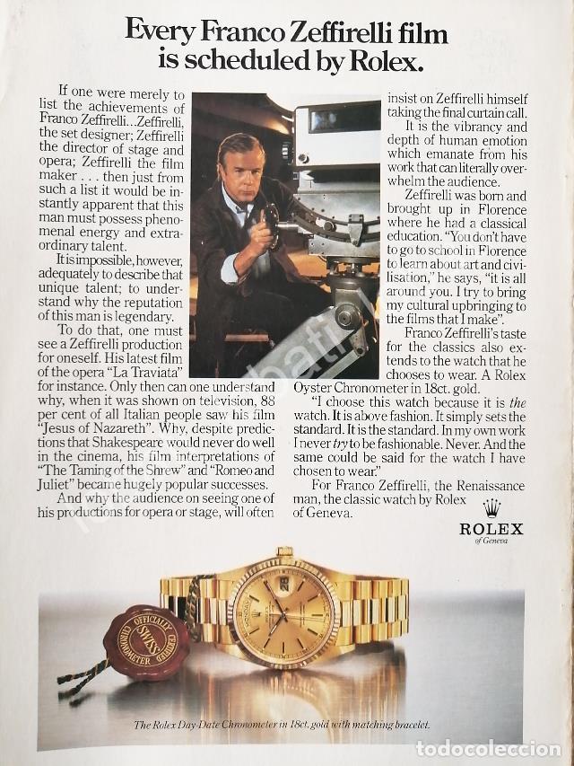 Collectionnisme d'affiches: CARTEL ANTIGUO ORIGINAL DE FRANCO ZEFIRELLI Y RELOJES ROLEX OYSTER PERPETUAL 1980s / 78/ FEP