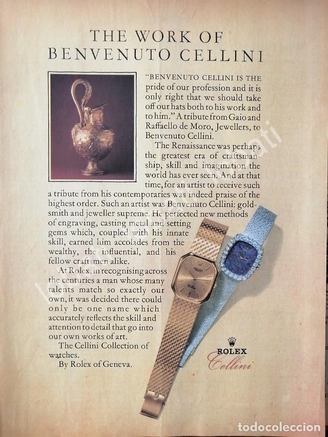 Collectionnisme d'affiches: CARTEL ANTIGUO ORIGINAL DE RELOJES ROLEX CELLINI 1980s / 88