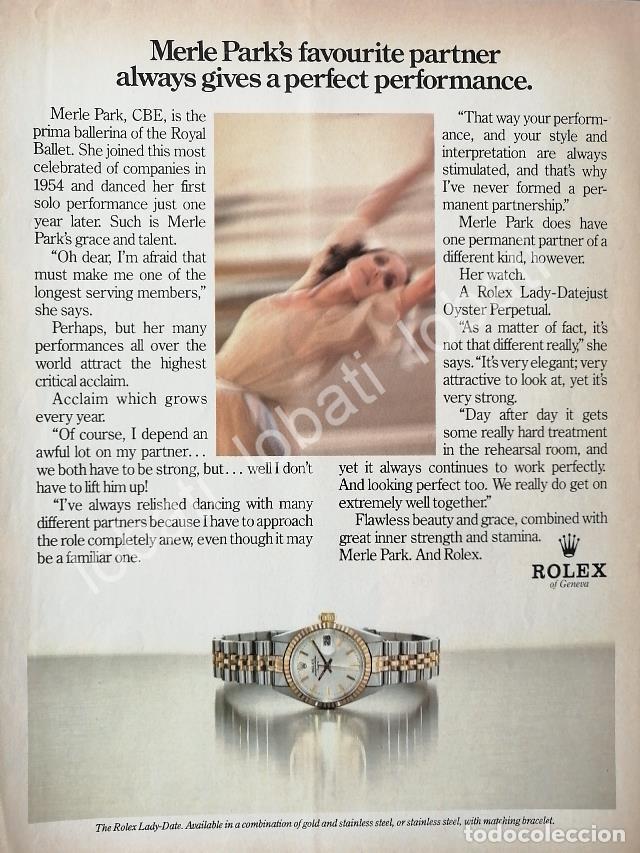 Collectionnisme d'affiches: CARTEL ANTIGUO ORIGINAL DE MERLE PARK Y RELOJES ROLEX 1980s / 85 /FEP