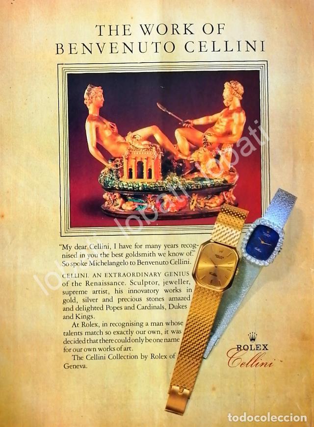 Collectionnisme d'affiches: CARTEL ANTIGUO ORIGINAL DE RELOJES ROLEX CELLINI 1980s / 87