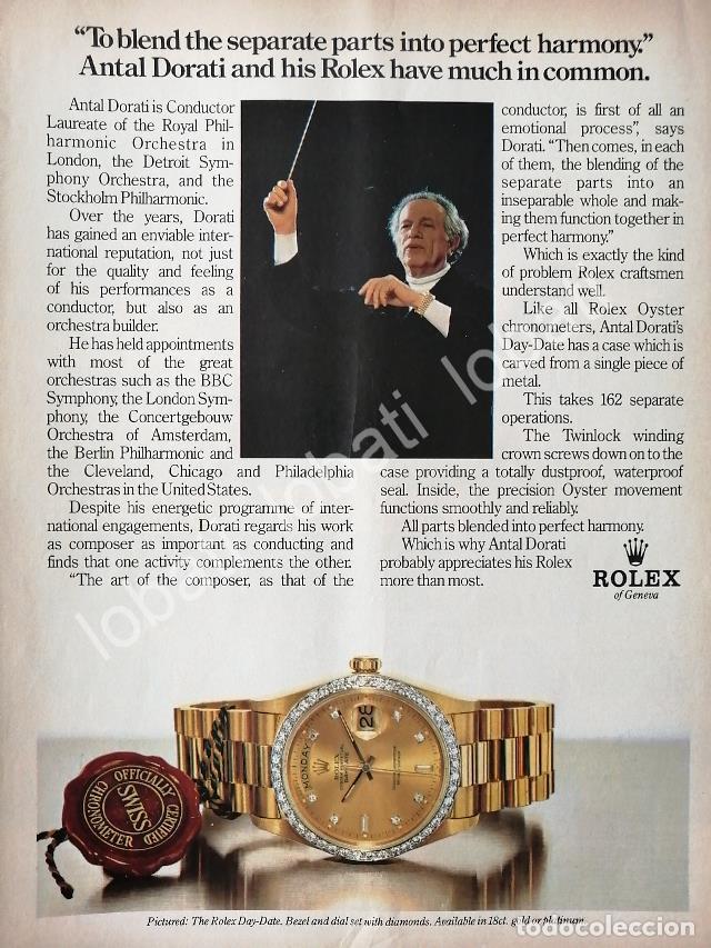 Collectionnisme d'affiches: CARTEL ANTIGUO ORIGINAL DE EL DIRECTOR DE ORQUESTA ANTAL DORATI & RELOJES ROLEX 1980s /90 FEP
