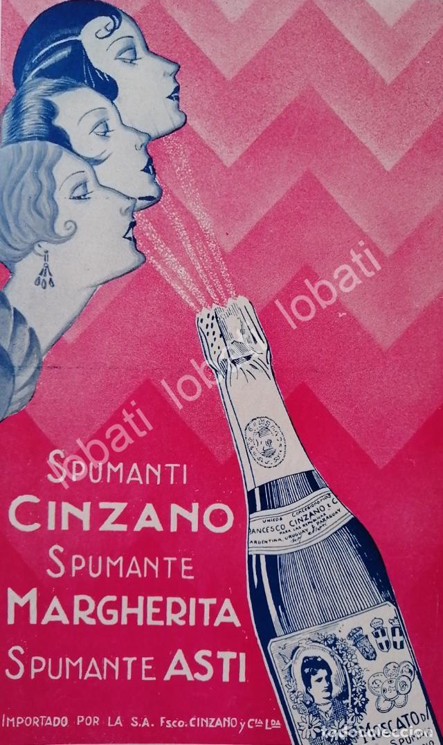 Collectionnisme d'affiches: CARTEL ANTIGUO ORIGINAL DE AFICHE ART NOUVEAU VINOS CINZANO 1920s /461