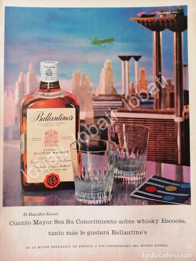 Collectionnisme d'affiches: CARTEL ANTIGUO ORIGINAL DE VINOS WHISKY BALLANTINES 1950s /466