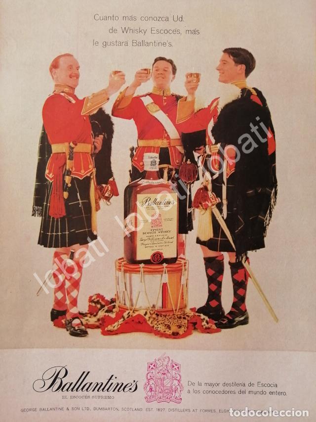 Collectionnisme d'affiches: CARTEL ANTIGUO ORIGINAL DE VINOS WHISKY BALLANTINES 1950s /469