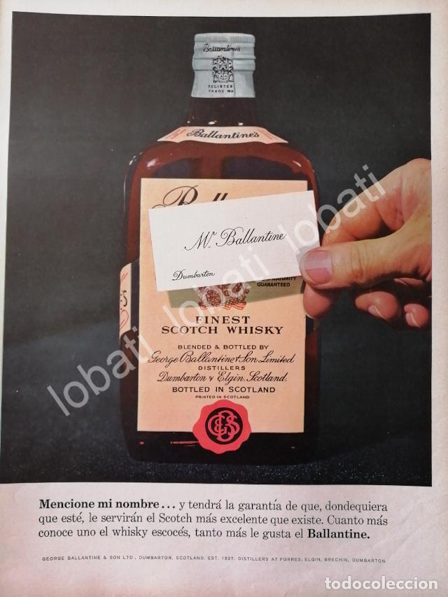 Collectionnisme d'affiches: CARTEL ANTIGUO ORIGINAL DE VINOS WHISKY BALLANTINES 1950s /470