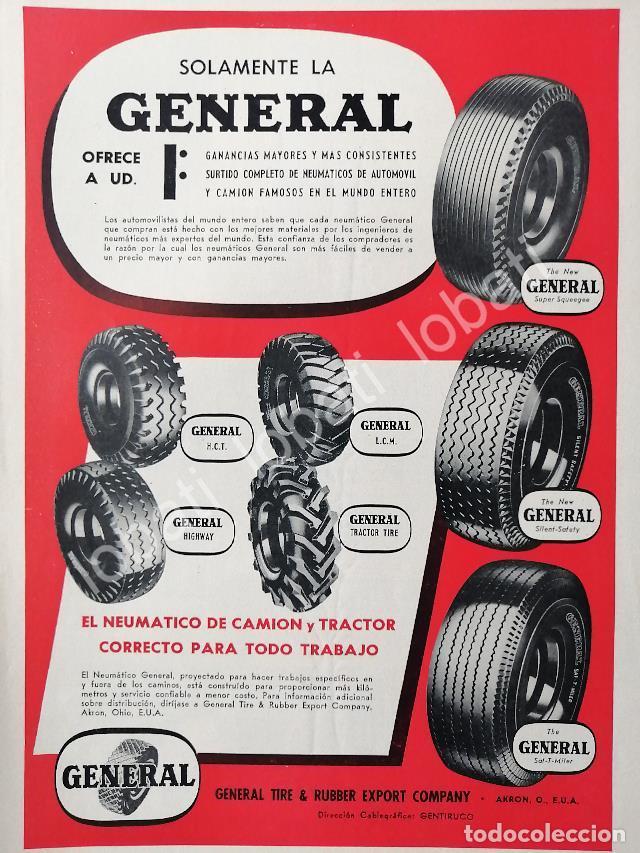 Collectionnisme d'affiches: CARTEL ANTIGUO ORIGINAL DE LLANTAS DE CAMION, GENERAL TIRE & RUBER 1952 /N73