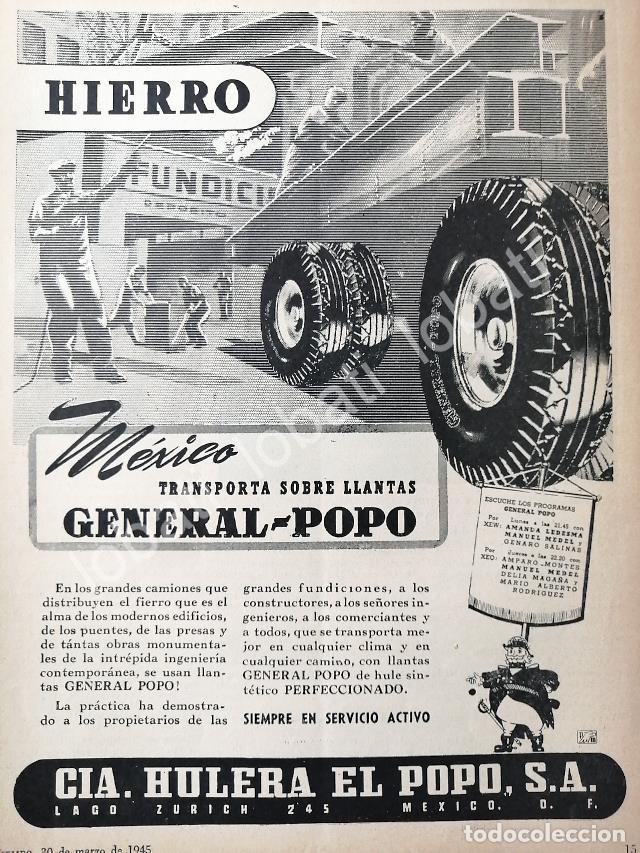 Collectionnisme d'affiches: CARTEL ANTIGUO ORIGINAL DE LLANTAS. COMPA&Ntilde;IA HULERA EL POPO 1945 /N78