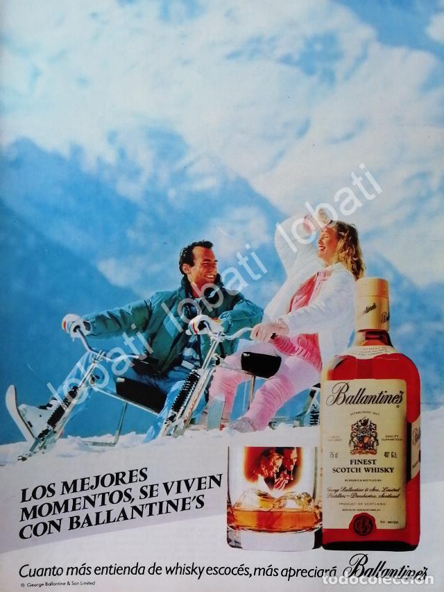 Collectionnisme d'affiches: CARTEL ANTIGUO ORIGINAL DE VINOS WHISKY BALLANTINES 1980s /474