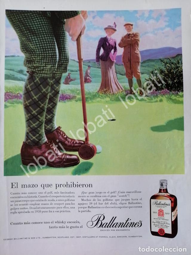 Collectionnisme d'affiches: CARTEL ANTIGUO ORIGINAL DE VINOS WHISKY BALLANTINES 1950s /479