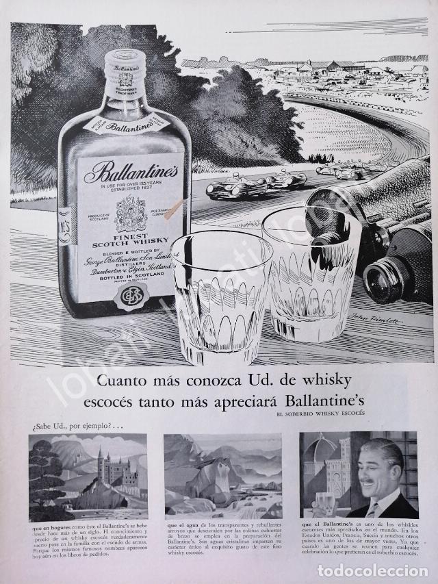 Collectionnisme d'affiches: CARTEL ANTIGUO ORIGINAL DE VINOS WHISKY BALLANTINES 1950s /484