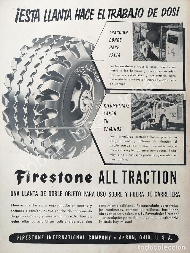 Collectionnisme d'affiches: CARTEL ANTIGUO ORIGINAL DE LLANTAS FIRESTONE ALL TRACTION 1950s /N93