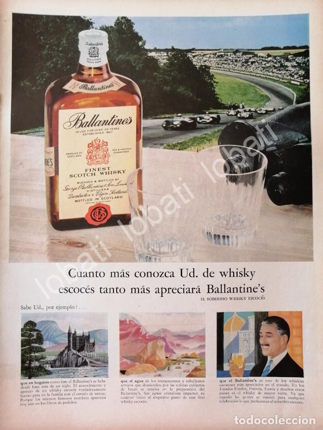 Collectionnisme d'affiches: CARTEL ANTIGUO ORIGINAL DE VINOS WHISKY BALLANTINES 1950s /485