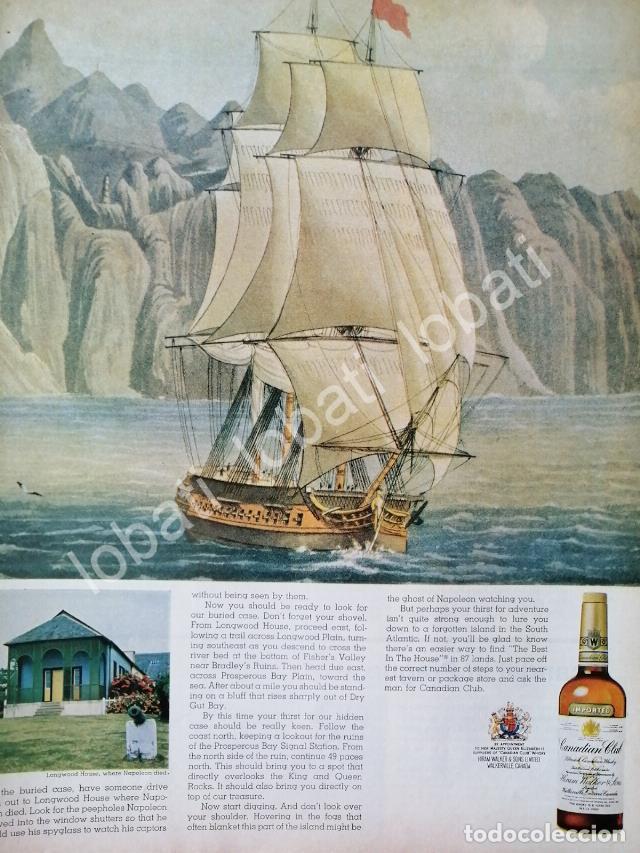 Collectionnisme d'affiches: CARTEL ANTIGUO ORIGINAL DE VINOS WHISKY CANADIAN CLUB 1950s /495