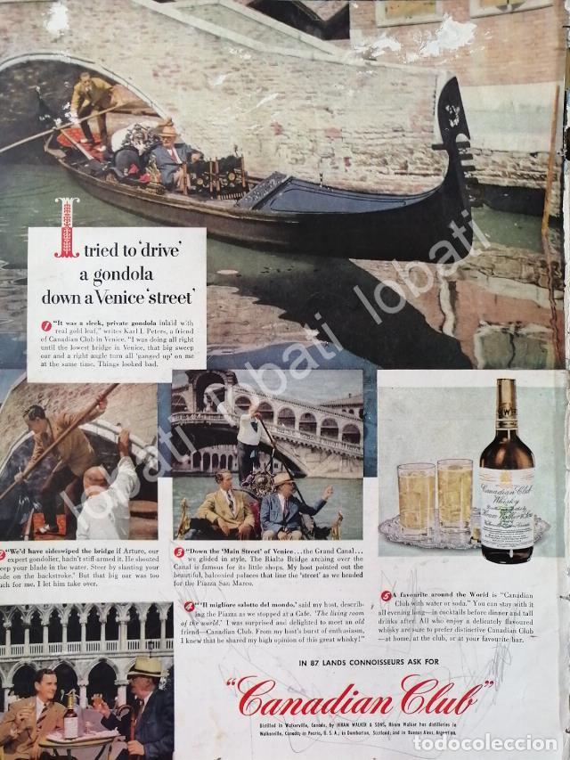 Collectionnisme d'affiches: CARTEL ANTIGUO ORIGINAL DE WHISKY CANADIAN CLUB Y CANAL DE VENECIA 1948 /498