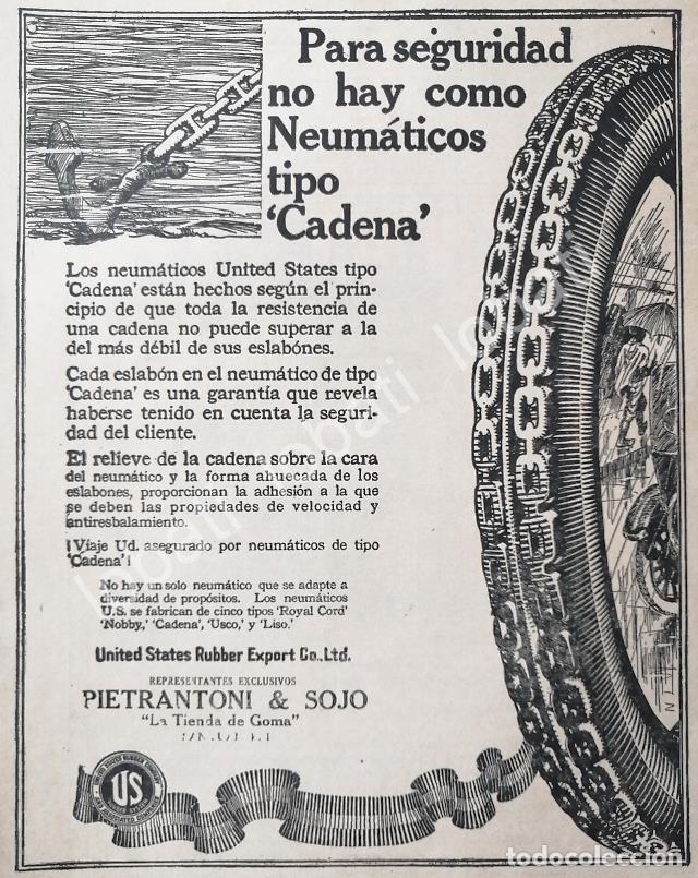 Collectionnisme d'affiches: CARTEL ANTIGUO ORIGINAL DE LLANTAS U.S. RUBBER 1917 /117 SUPER RARO 10++