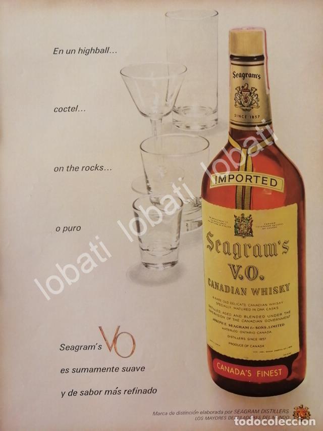 Collezionismo di affissi: CARTEL ANTIGUO ORIGINAL DE VINOS. WHISKY SEAGRAMS V.O. 1960s /518