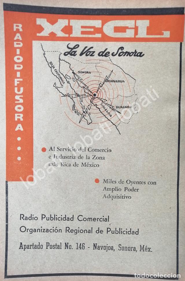 Collezionismo di affissi: CARTEL ANTIGUO ORIGINAL DE RADIO DIFUSORA XEGL LA VOZ DE SONORA 1955 /61